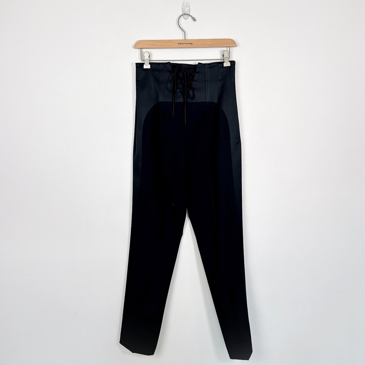 Vintage bebe Black High Waisted Corset Trousers Satin Panels