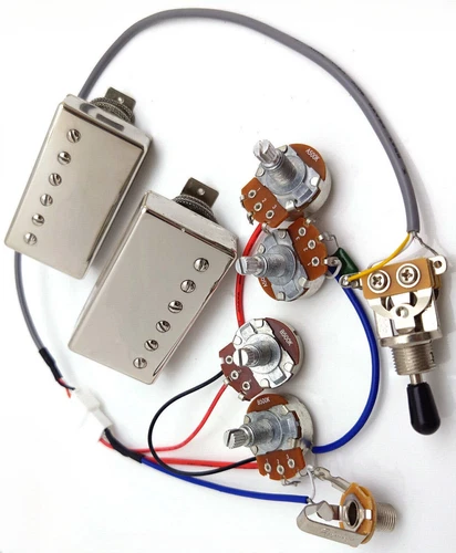 BB1 BB2 Guitar Humbucker Alnico 2 Pickups Set Chrome 2C with 2V2T Harness