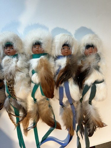 Vintage Collecters Native Dolls Real Fur - Set Of 7 - Picture 3 of 9