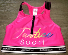JUSTICE BOLD PINK girls SPORTS BRA size small 7/8 zipper front SUPER CONDITION 