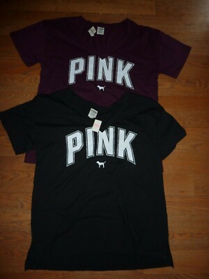 T-shirt Victoria's Secret PINK Rare Bling - Col V, Manches Courtes, Neuf Avec étiquette (NWT)