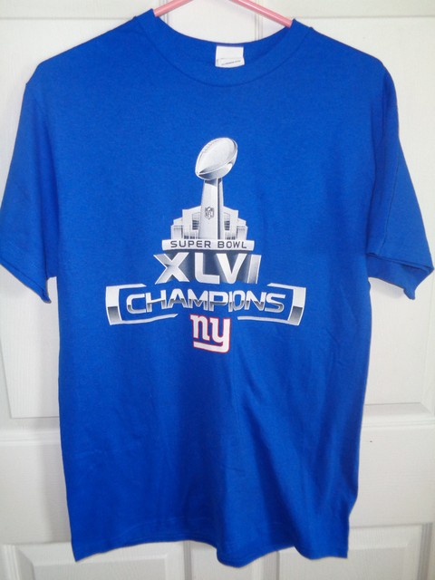 2012 New York Giants - NFL - Super Bowl Champions XLVI - Blue T-Shirt - Size M | eBay