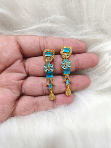 Gold Plated Ethnic AD CZ Jewelry Earrings Necklace Bridal Set for women - 第 15/37 張圖片