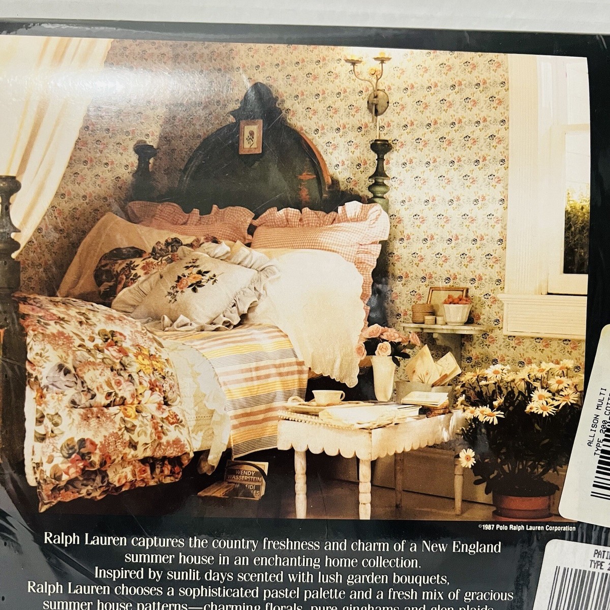 New Old Stock 1987 RARE Ralph Lauren ALLISON Multi Floral Flat