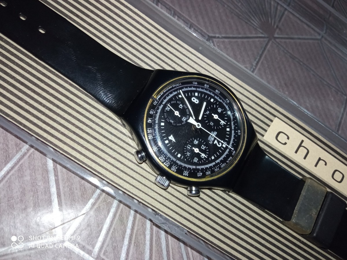 SWATCH CHRONO 1994 PURE BLACK SCB114 PERFETTO FUNZIONANTE VINTAGE 