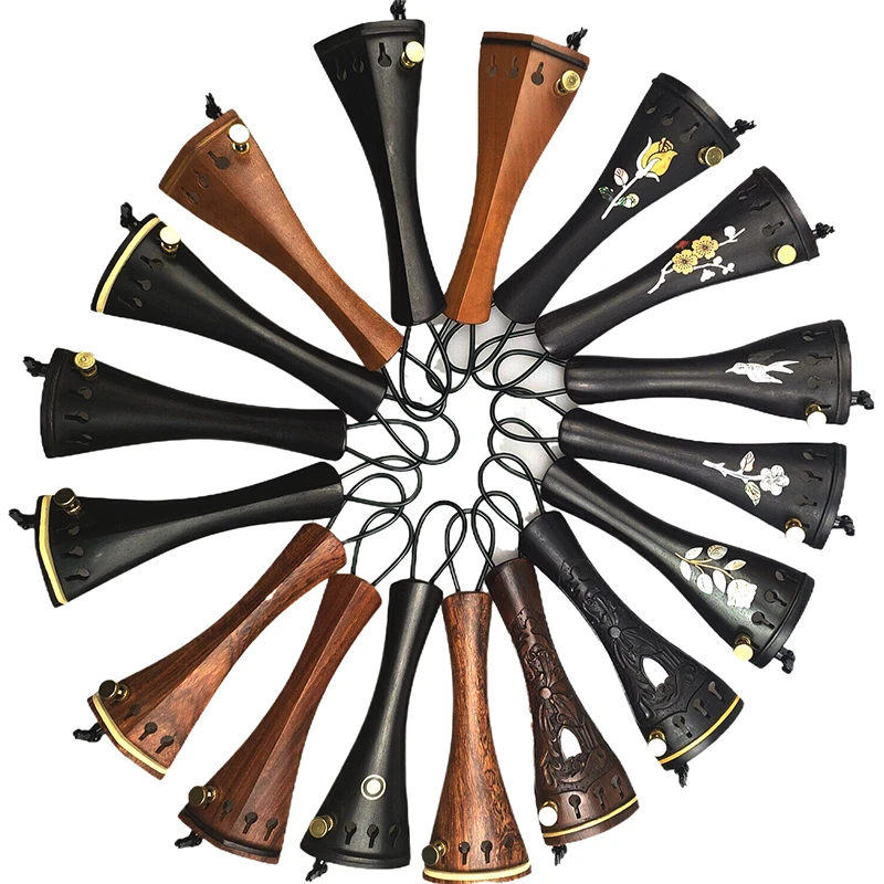 Multitudinous 4/4 Violin Tailpiece with Gut Finetuner, Wood Violin Tail piece - Image 2 of 4