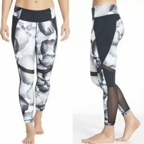 Floral Mesh Panel 7/8 Leggings XS 
