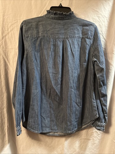 Neu mit Etikett Talbots Damen Small Denim abgerundeter Saum 1/2 Knopfleiste Langarm Oberteil - Bild 7 von 7