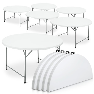 10 Pack White [4.5 FT ROUND FOLDABLE TABLE] Outdoor Camping Picnic Desk w/Handle