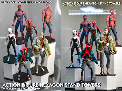 Action Figure Hexagon Stand Towers 3d Printed for Display 1/12 Scale