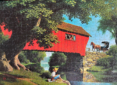 RARE Vtg Milton Bradley Good Old Days Puzzle 500 pc OLD BRIDGE
