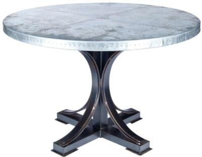 Winston Dining Table Round Top 48 In Hammered Zinc Metal Bronze Brass Winston Dining Table Round Top 48 In, 48 Round Zinc Top Dining Table