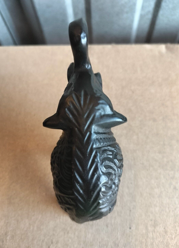 Statuina ELEFANTE vintage in ferro intagliato a mano 4" x 3,5" tronco rialzato - Foto 5 di 6