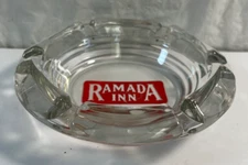 Vintage Ramada Inn 4.5” Round Clear Glass Ashtray