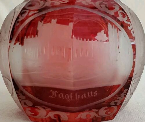 Rare Antique Bohemian Ruby Glass Spa Perfume Bottle Grand Tour Souvenir - Picture 9 of 22