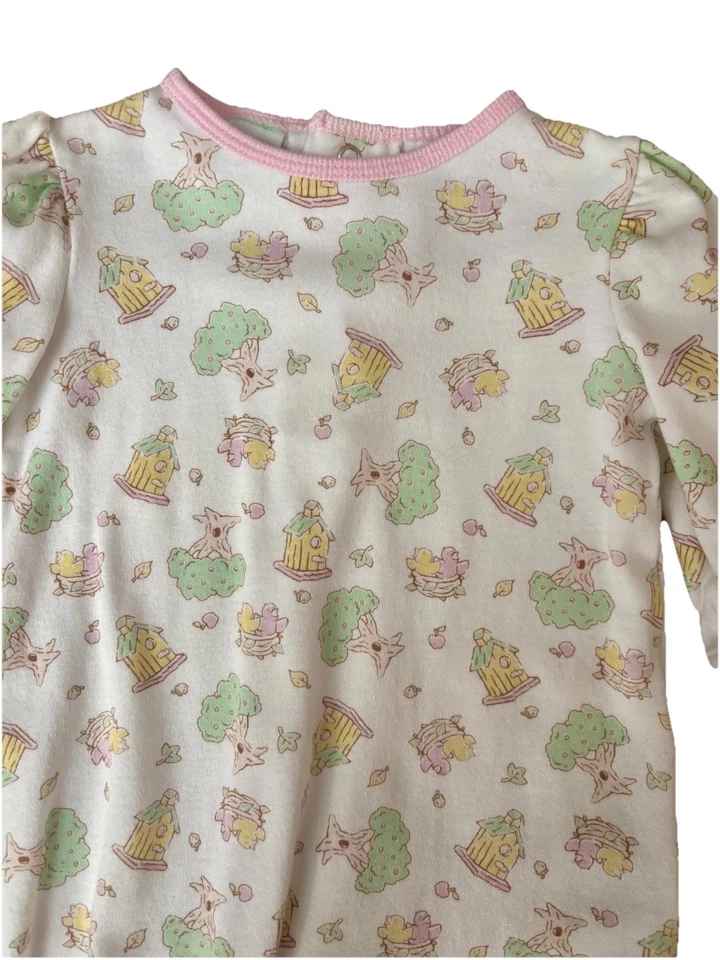 Body Vintage Calle Sésamo Casas Pájaros Árboles Blanco Manga Larga Talla 3-6M Foto 2 de 4