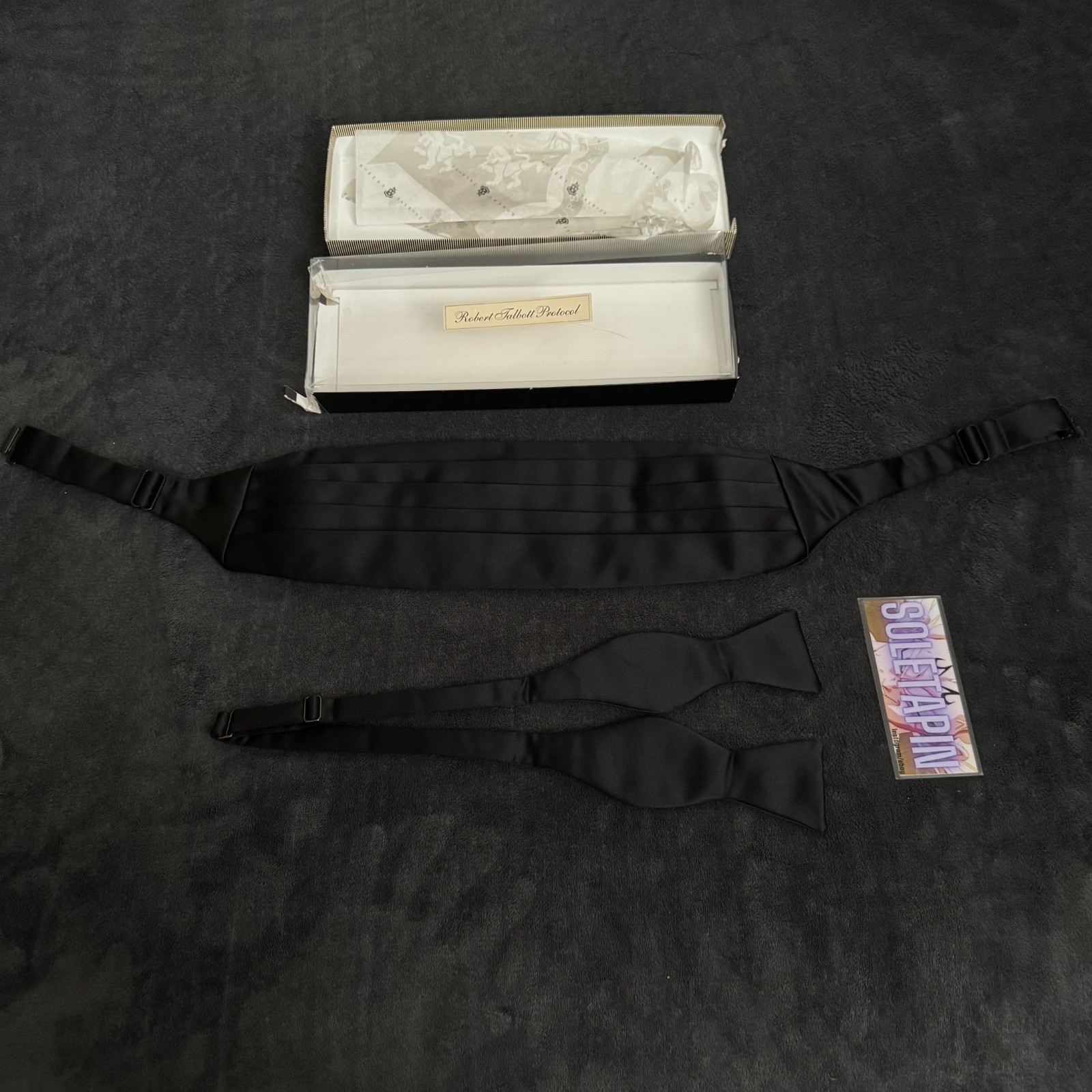 Robert Talbott Protocol Formal Black Bow Tie & Cu… - image 1