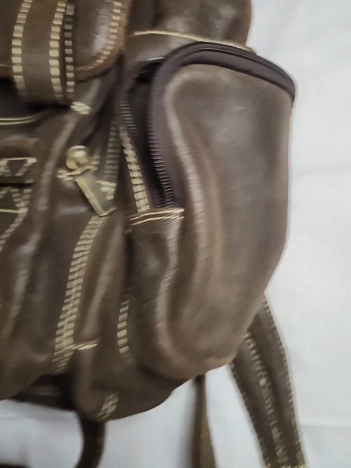 Claire Chase Mochila Jumbo de Cuero Marrón para Laptop Cartera Bolso de Mano Foto 4 de 4