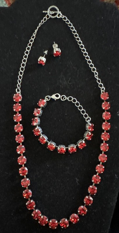 Swarovski Crystal Necklace, Bracelet, Earrings Set- Handmade Design