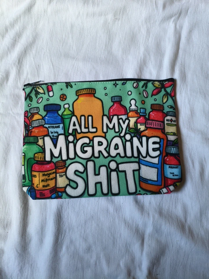 Reise Kosmetiktasche Badetasche My Migräne Shit 23x18cm Unbenutzt Top Zustand