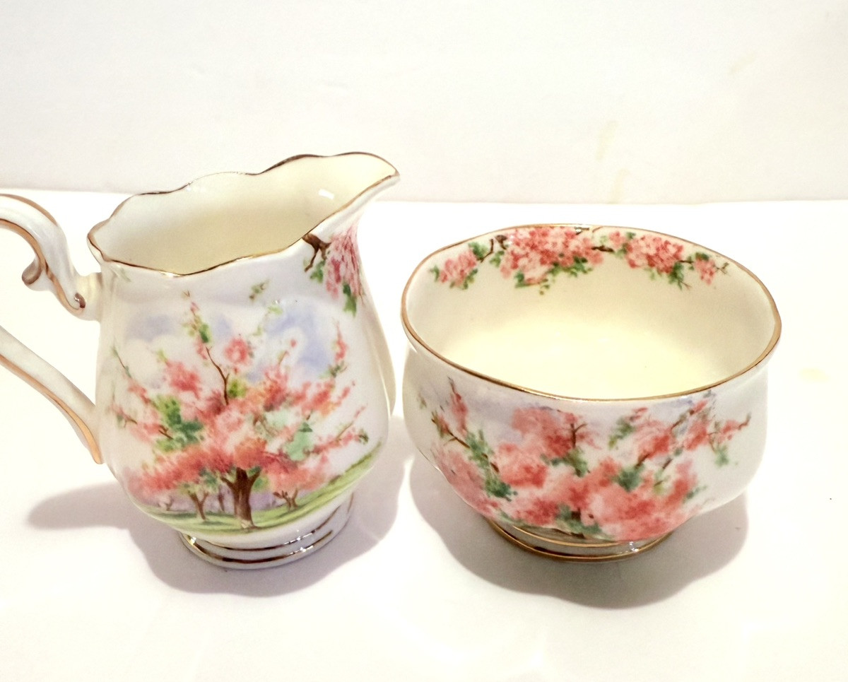 Royal Albert Blossom Time AD Cream & Sugar Bone China Made in England