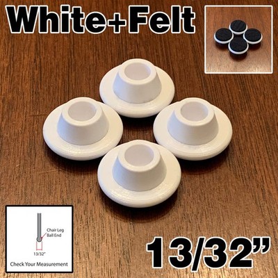 Replacement Chair Glides x4 - 13/32  White With Black Felt - Eames Eiffel Base