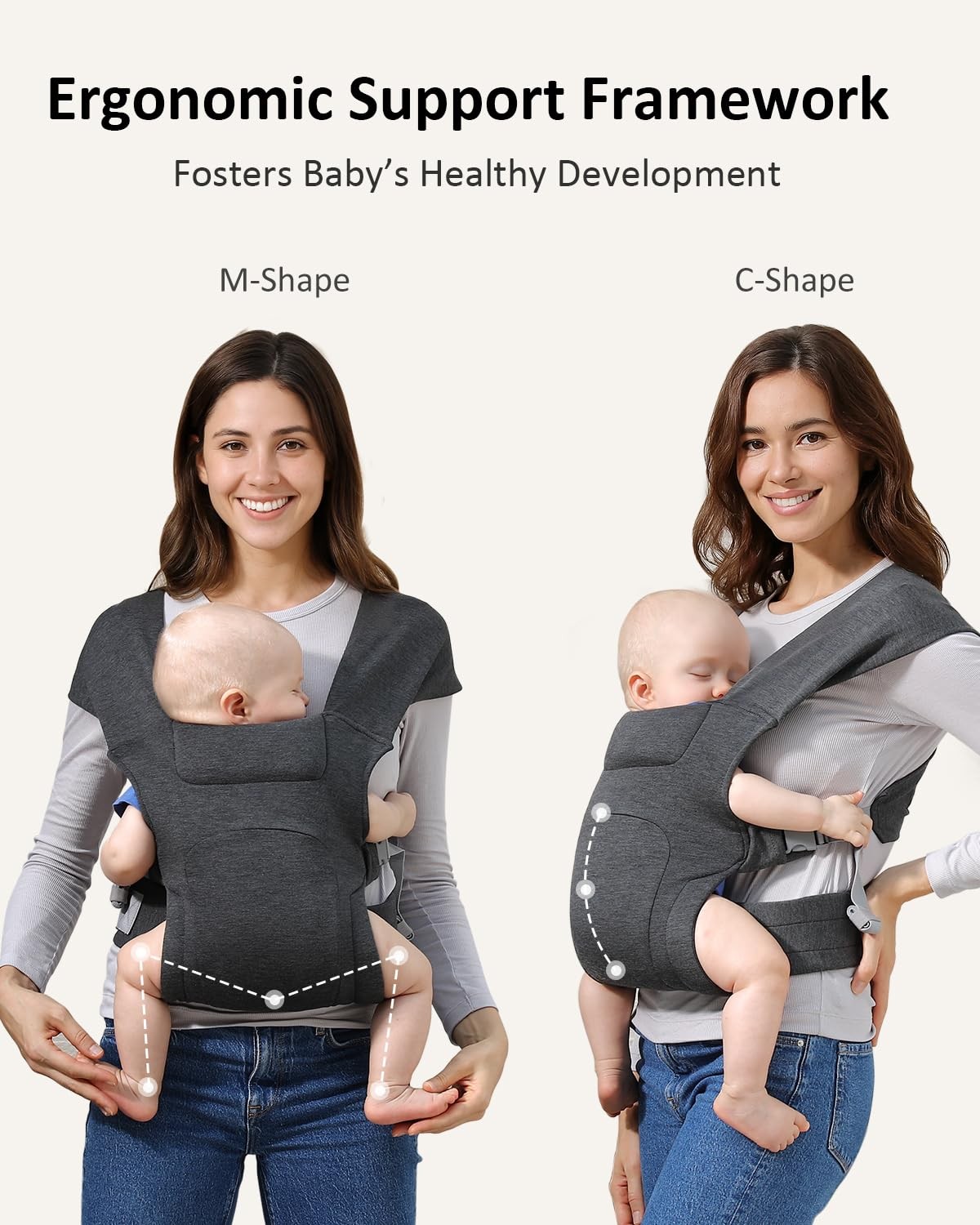 HEYVALUE Baby Carrier Newborn to Toddler(7-35lbs), Ergonomic Cross-Back Wraps...