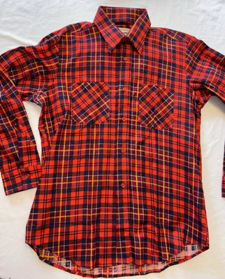 Value Line Deadstock Sanforize 70s Flannel Pocket Button-up Shirt M 15 15.5 NEW