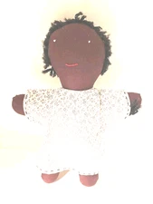  11 in. Folk Art Black African American Homemade Cloth Rag Doll Vintage