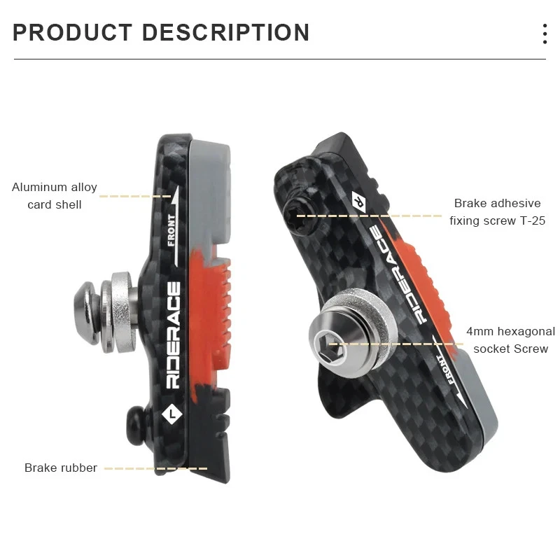 Bike Brake Shoes With Mud Trough Silent Aluminum Alloy Rim Friction Wheel Brake - Image 4 of 4