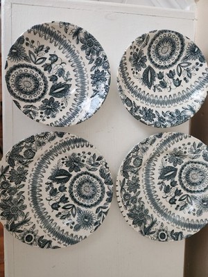 Vintage Barker Bros Royal Tudor Ware Offbeat Blue Plates & Saucers Lot of 4