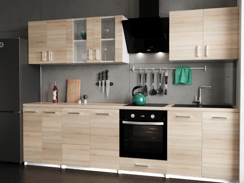 KITCHEN 280cm KITCHEN UNIT KITCHEN BLOCK MODERN fitted kitchen light Sonoma