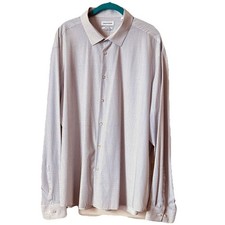 Calvin Klein Slim Fit Button Down Shirt XXL B/W Check 4 Way Stretch Long Sleeves