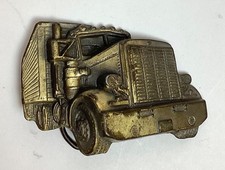 VTG Tractor Trailer Semi Truck 18-Wheeler Solid Brass Belt Buckle 3.5" x 2.5"