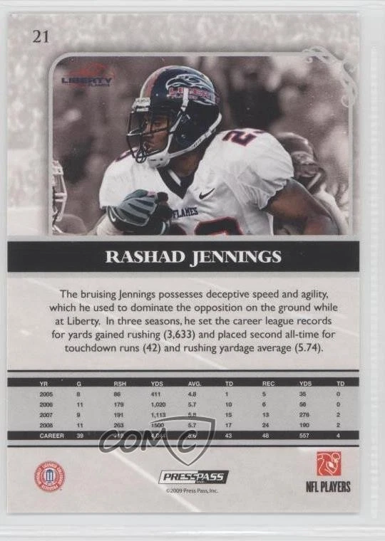 2009 Press Pass Legends Rashad Jennings #21 Rookie RC - Image 2 of 2