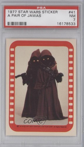 1977 Topps Star Wars Stickers #41 A pair of Jawas — PSA 7