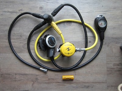 Lungenautomat / AquaLung / Kronos / mit Octopus und Fini und Transporttasche