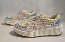 NWT Nicole Miller Sz 8.5 Brita Woven Platform Sneakers White Blue Green Women's