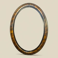 Antique Victorian Oval Wood Picture Frame Tiger Stripe Finish Wall Decor 13.5x19