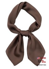 Women's Square Satin Scarf 27.5" Bandanas Solid 50s Retro Neck Scarves Coffee