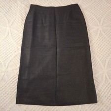 Falda lápiz midi forrada 100 % lino negra talla 14 escena internacional vintage