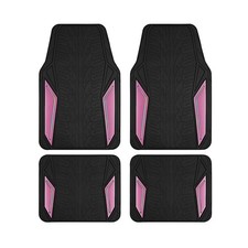 PIC AUTO Rubber Floor Mats, Pink Aluminum Film with Colorful Pi... USA Fast Ship