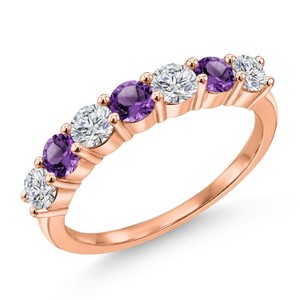 Authentic 18K Rose Gold Plated Silver White Lab Grown Diamond and Gemstone Birthstone