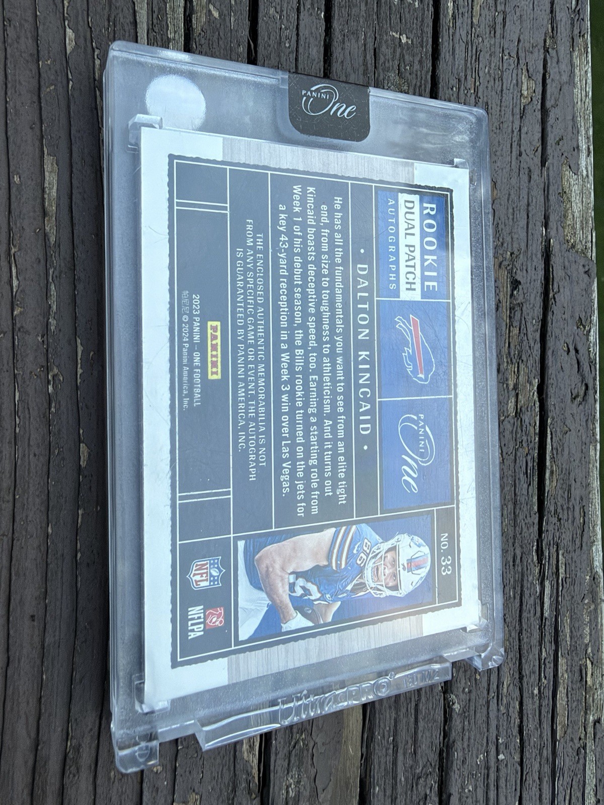 2023 Panini One Football Dalton Kincaid Rookie Dual Patch Autograph /199 Bills view 2