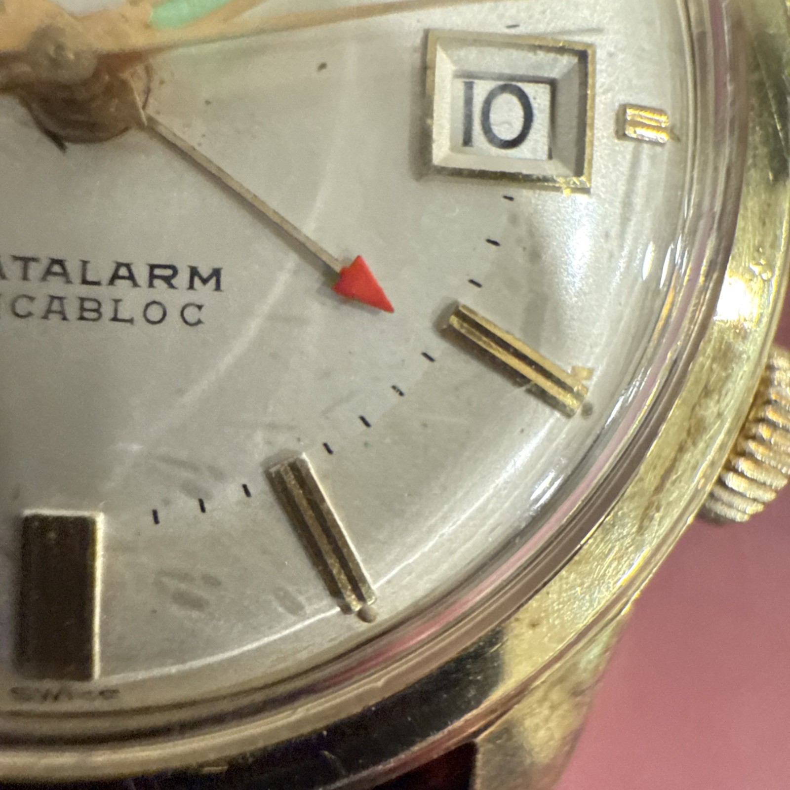 Vintage ANGELUS DATALARM INCANLOC  "Wrist Alarm" 1960's Manual Wind image 4