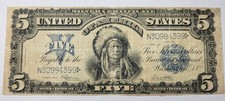 1899 $5 INDIAN CHIEF Silver Certificate Circulated Speelman Bottom Trimmed *W252