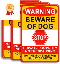 3 Pack Beware Of Dog Sign,8x12 Inches, 12x8 Red, Yellow, White