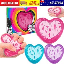 NeeDoh Good Vibes Only Glitter Heart Nee Doh Squeez Toy Pink Blue Purple Heart