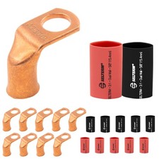 SELTERM 10pcs 2 AWG 3/8" Stud 90 Bent Battery Lugs Ring Terminal Connecto...