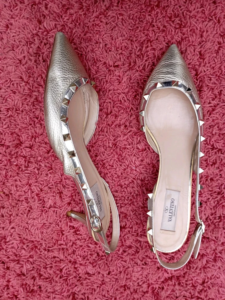 Valentino Garavani Golden Leather Kitten Hell Size 39 - Image 4 of 4